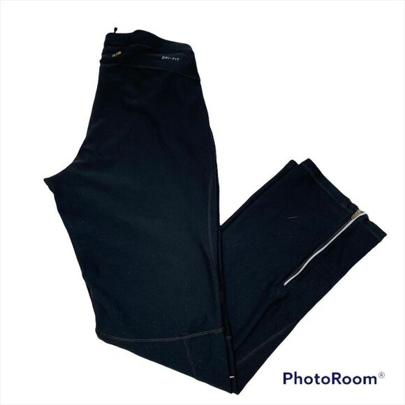 Ladies Nike Dri-Fit Black Zipper Bottom Detail Athletic Pants Size Large - Picture 4 of 13